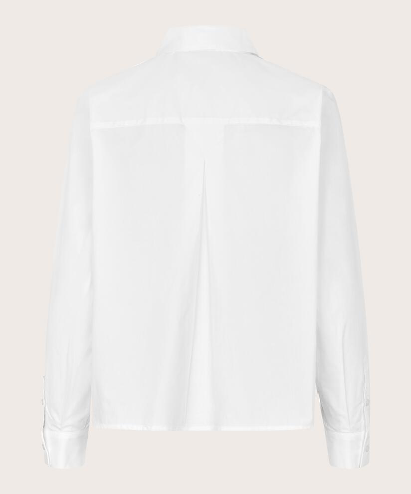 chemise en coton avec bouton perle, White