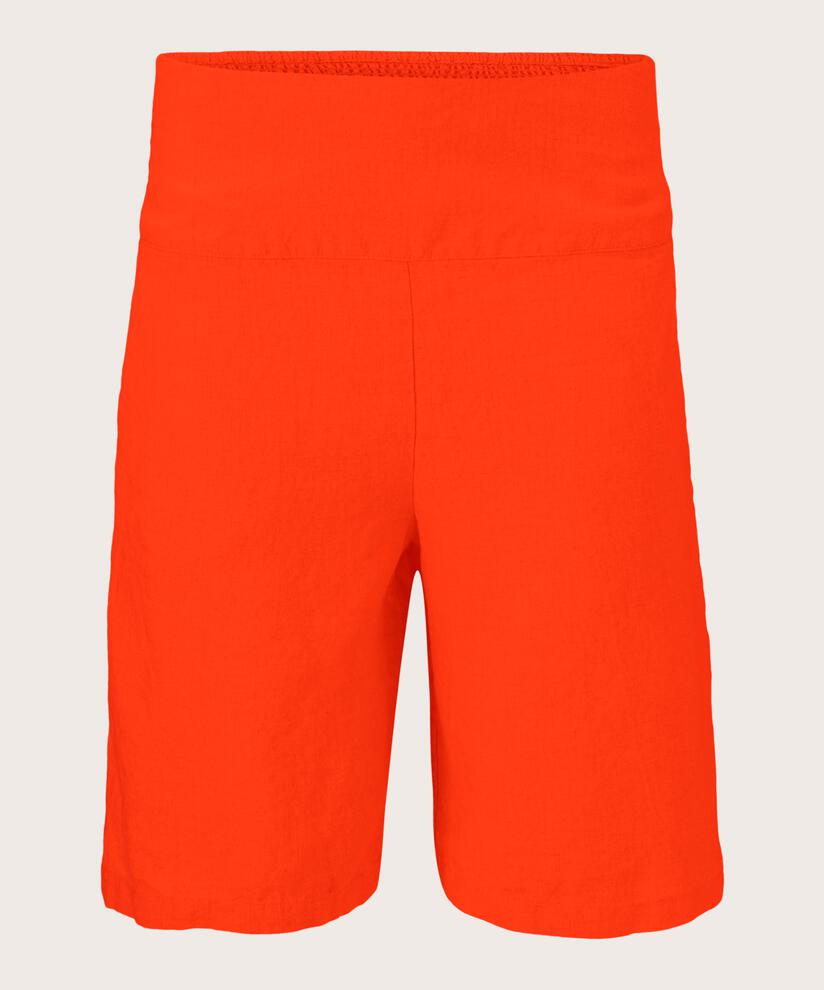 Short En Lin Avec Élastique Smocké Au Dos, Orange com