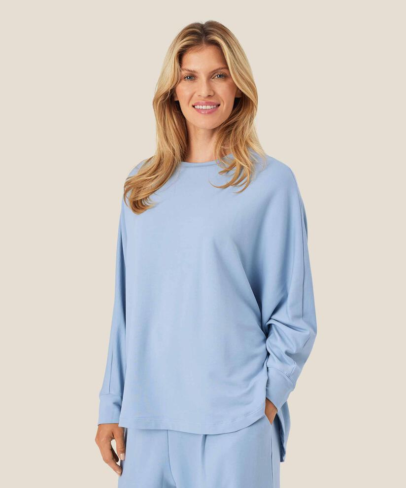 top en jersey doux à manches chauve-souris, Blue Fog