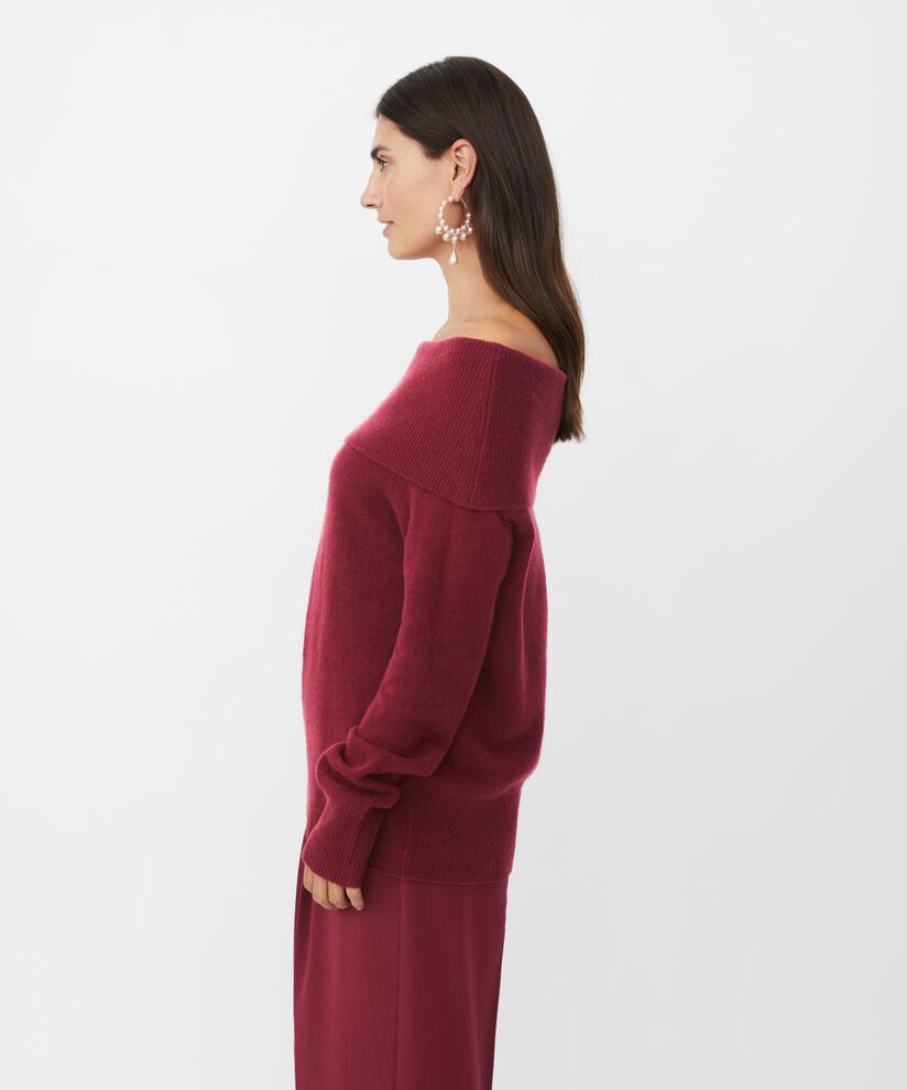 pull en tricot à épaules dénudées avec bords côtelés, Tawny Port