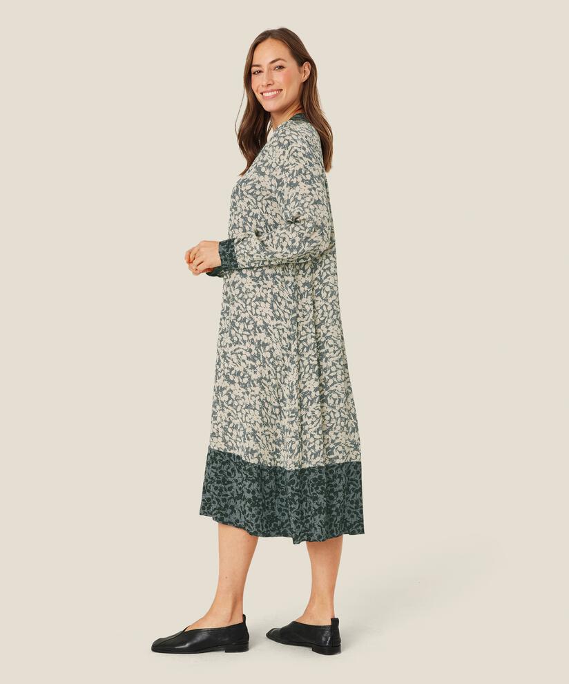 robe en viscose imprimée avec contrastes, Balsam Green