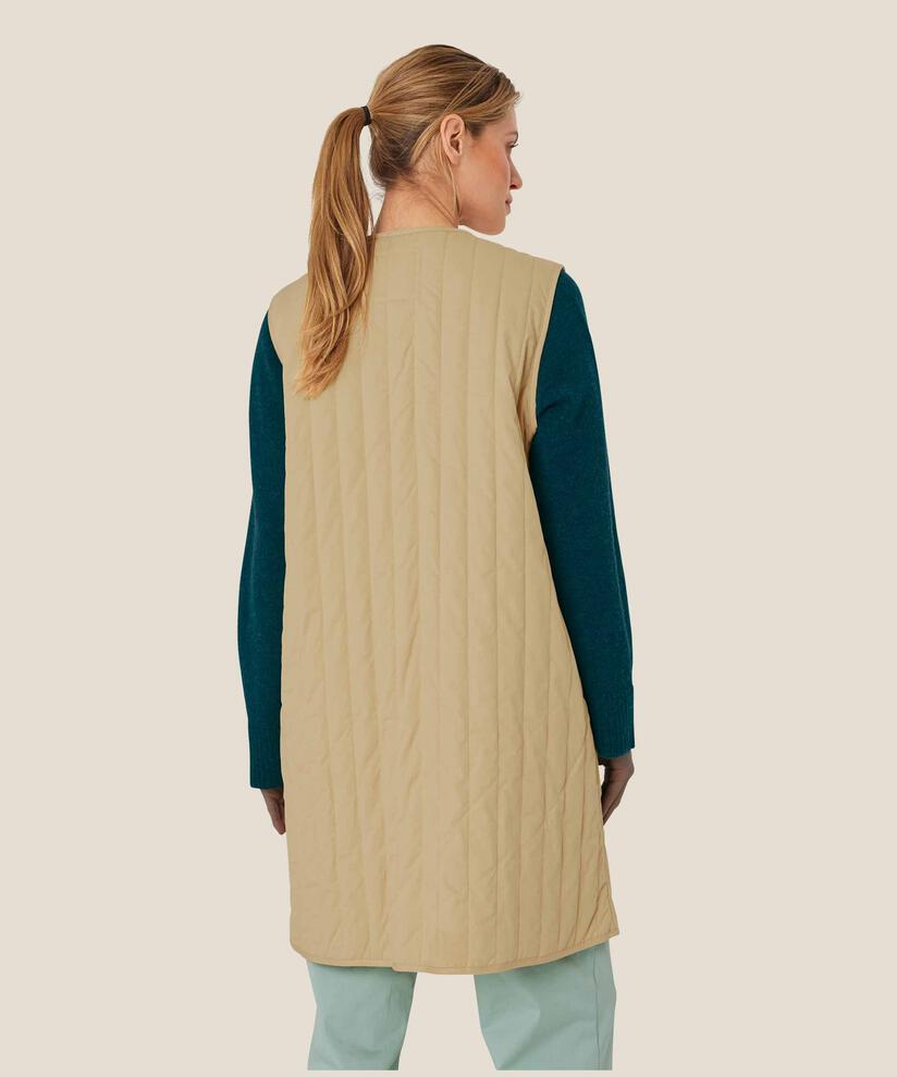 gilet matelassé à col rond, Pale Khaki