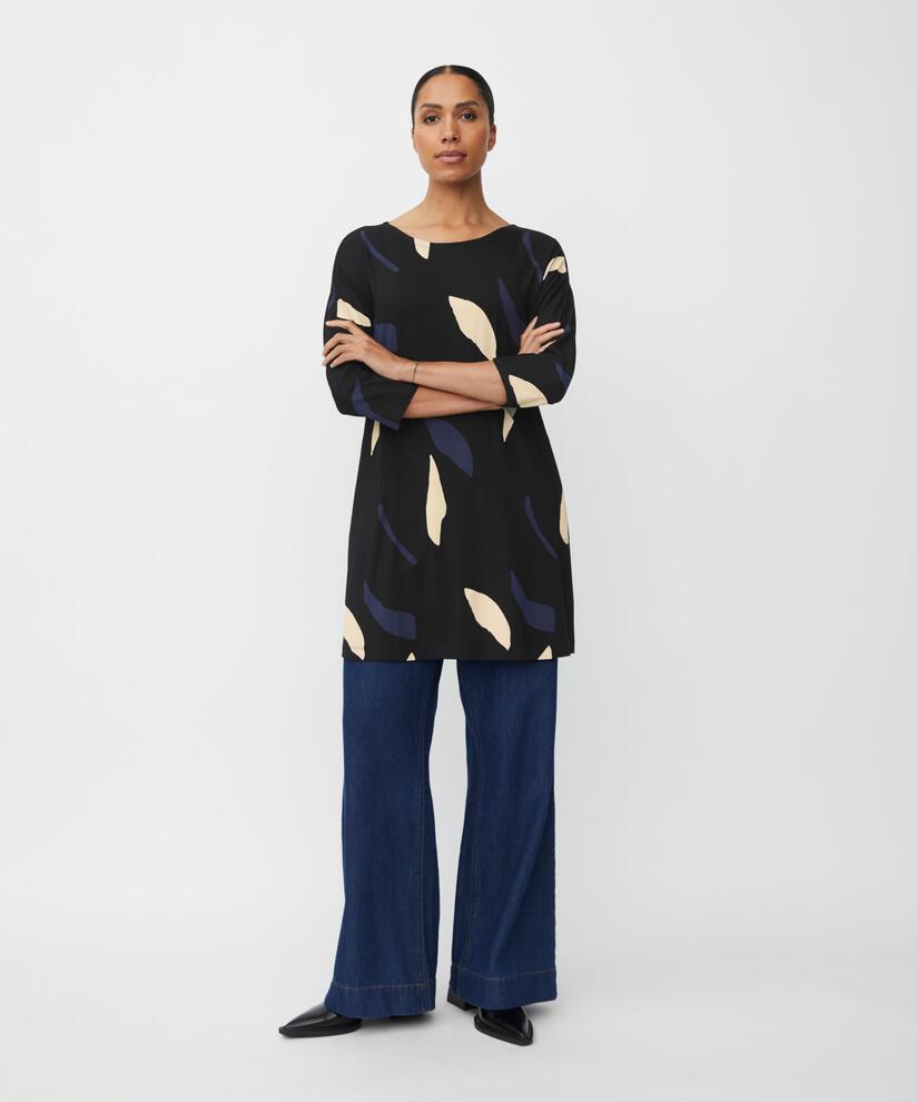 Tunique En Jersey À Manches Longues Avec Poches Fendues, Navy Blazer