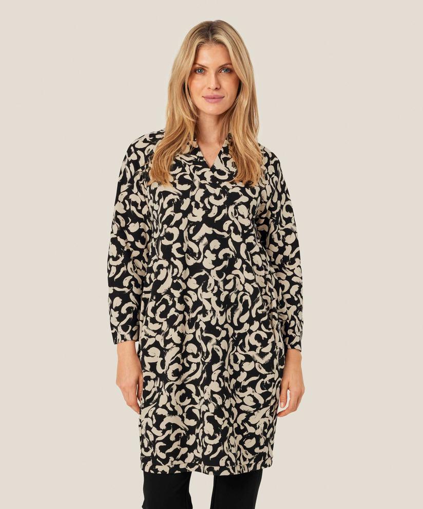 tunique en jersey avec col en V et poches fendues, Black