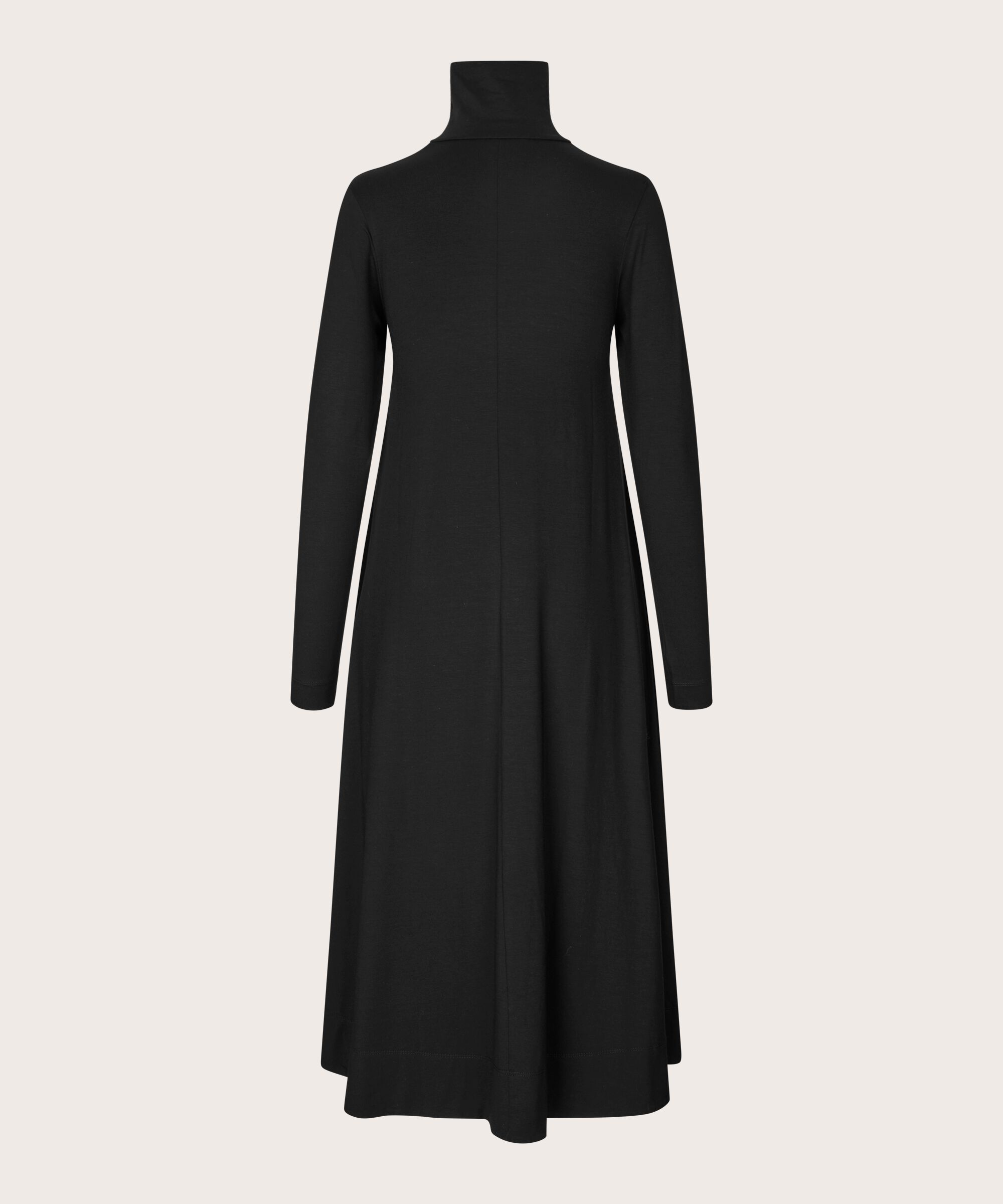 robe en jersey à manches longues et col montant, Black