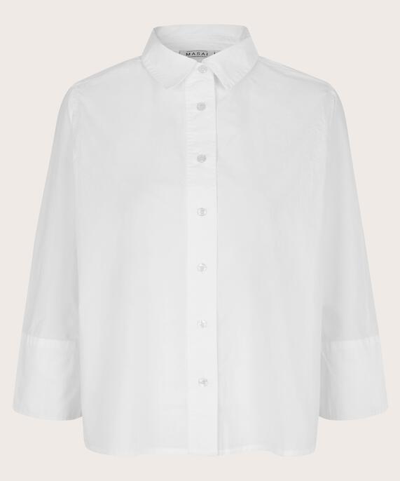 chemise en coton à manches 3/4, White