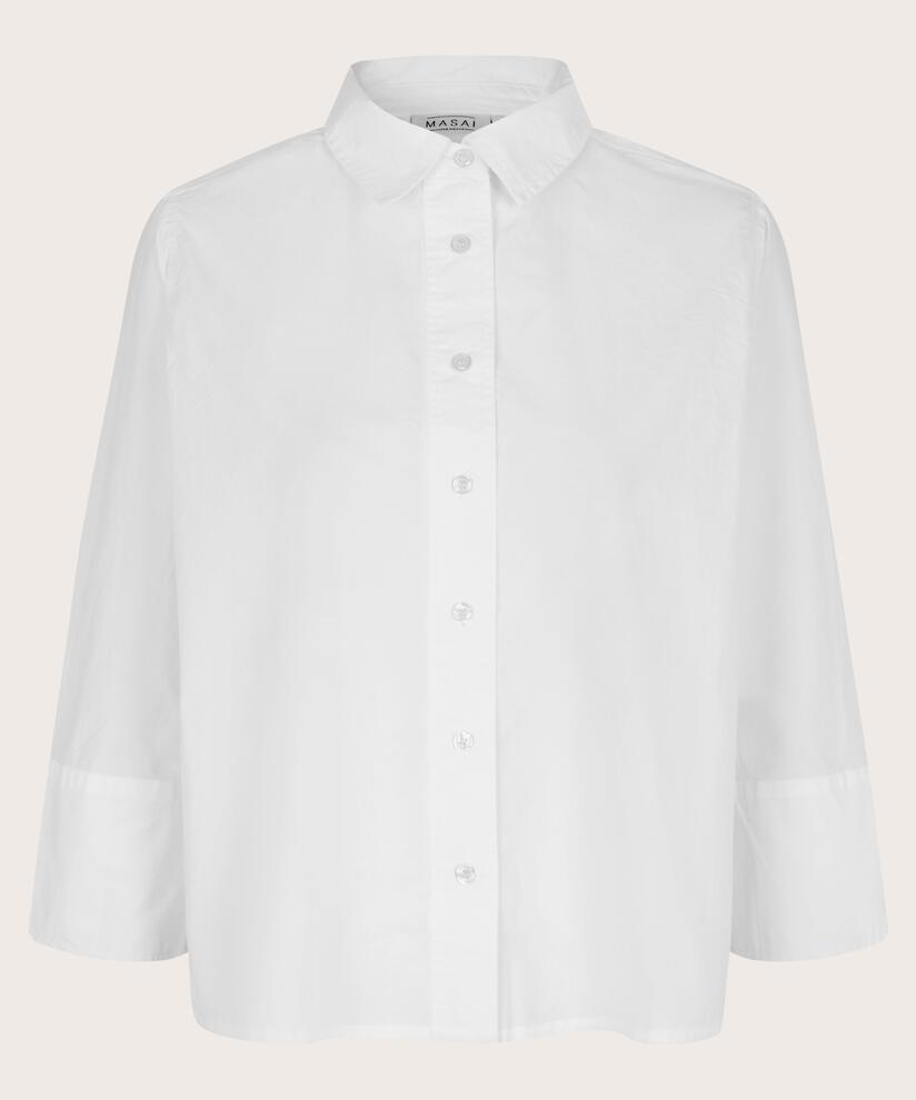 chemise en coton à manches 3/4, White
