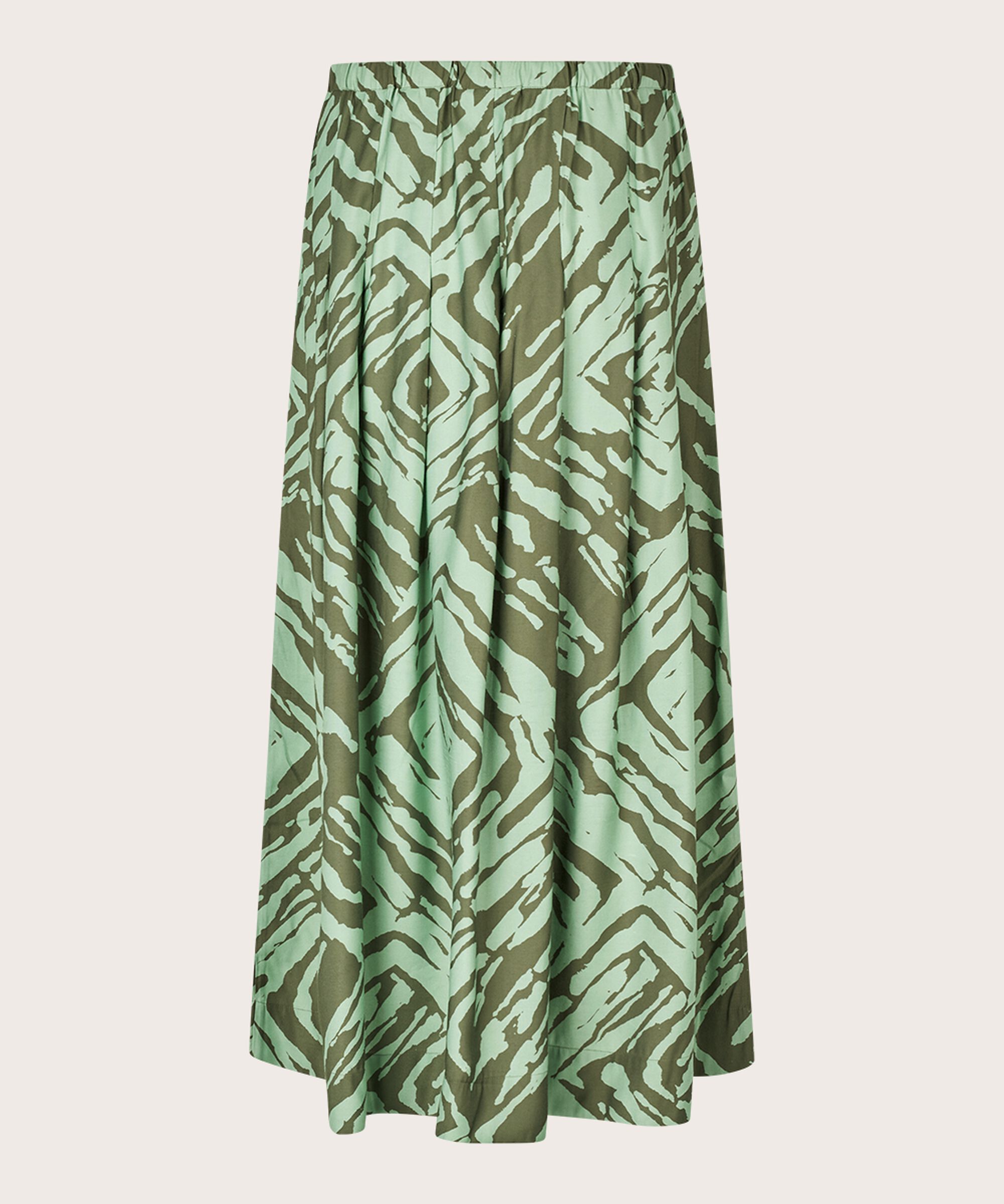jupe en viscose imprimée avec élastique à la taille, D. Lichen Green