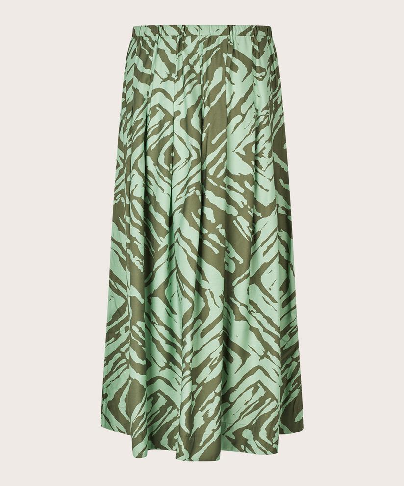jupe en viscose imprimée avec élastique à la taille, D. Lichen Green