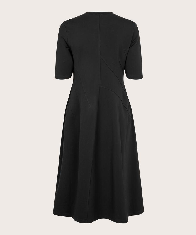 robe en jersey avec coutures décoratives, Black
