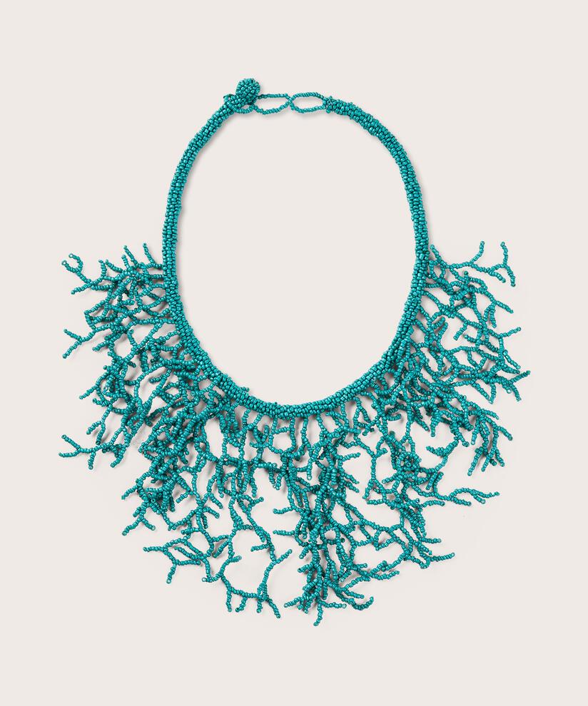 collier avec perles colorées, Teal