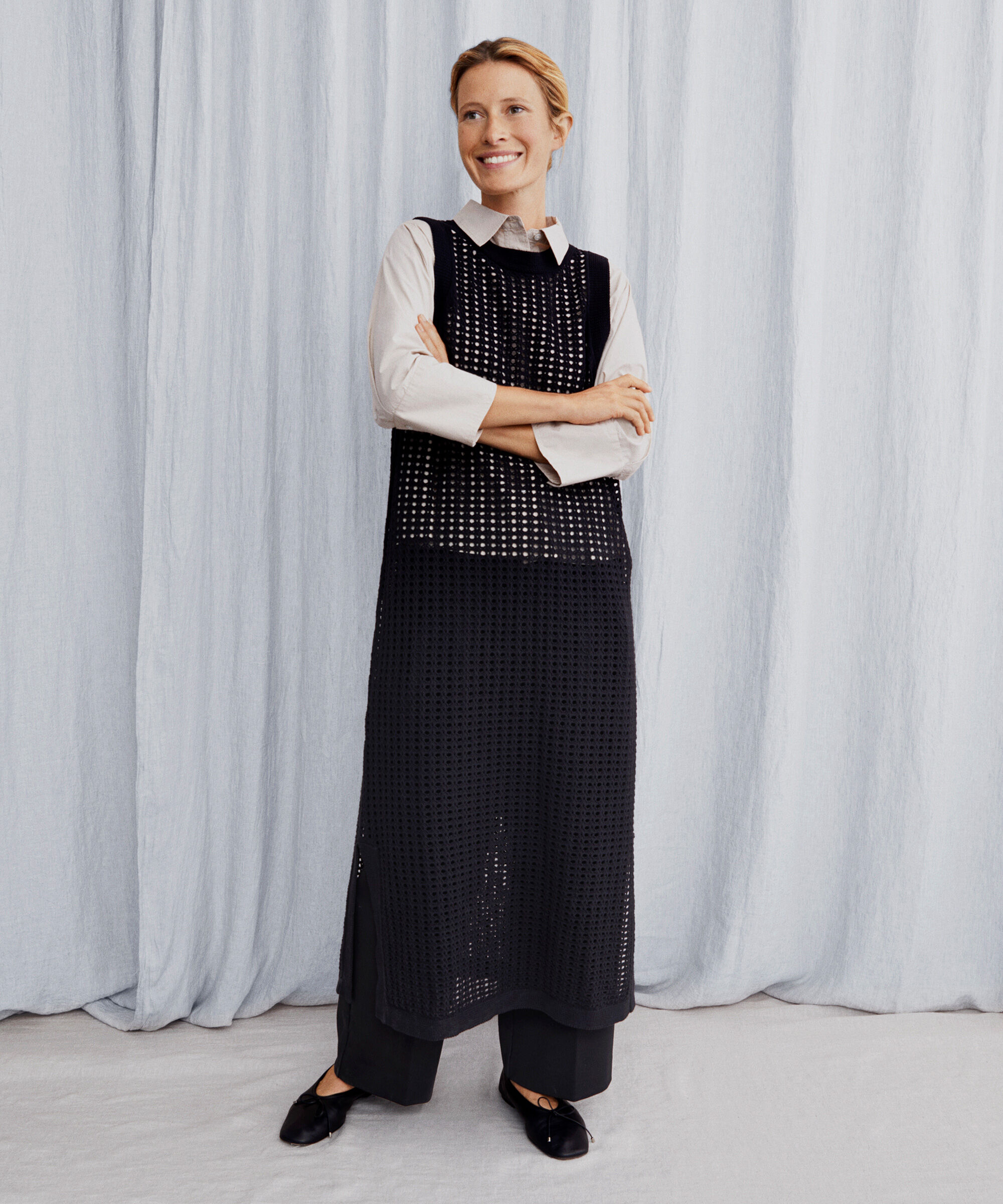 robe en maille de coton doux, Black