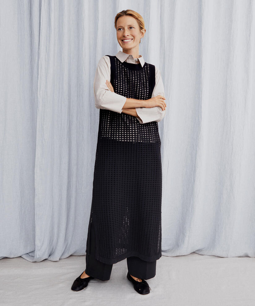 robe en maille de coton doux, Black