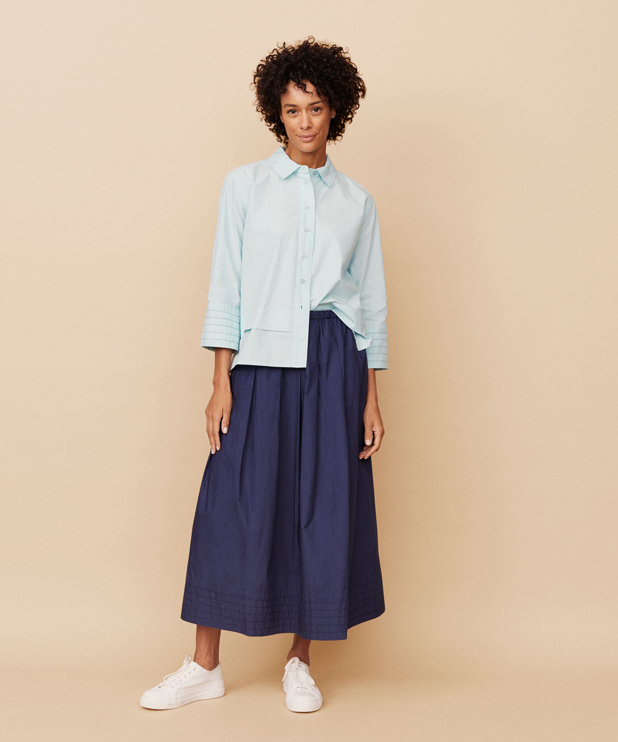 jupe en coton avec taille élastique et poches fendues, Mood Indigo