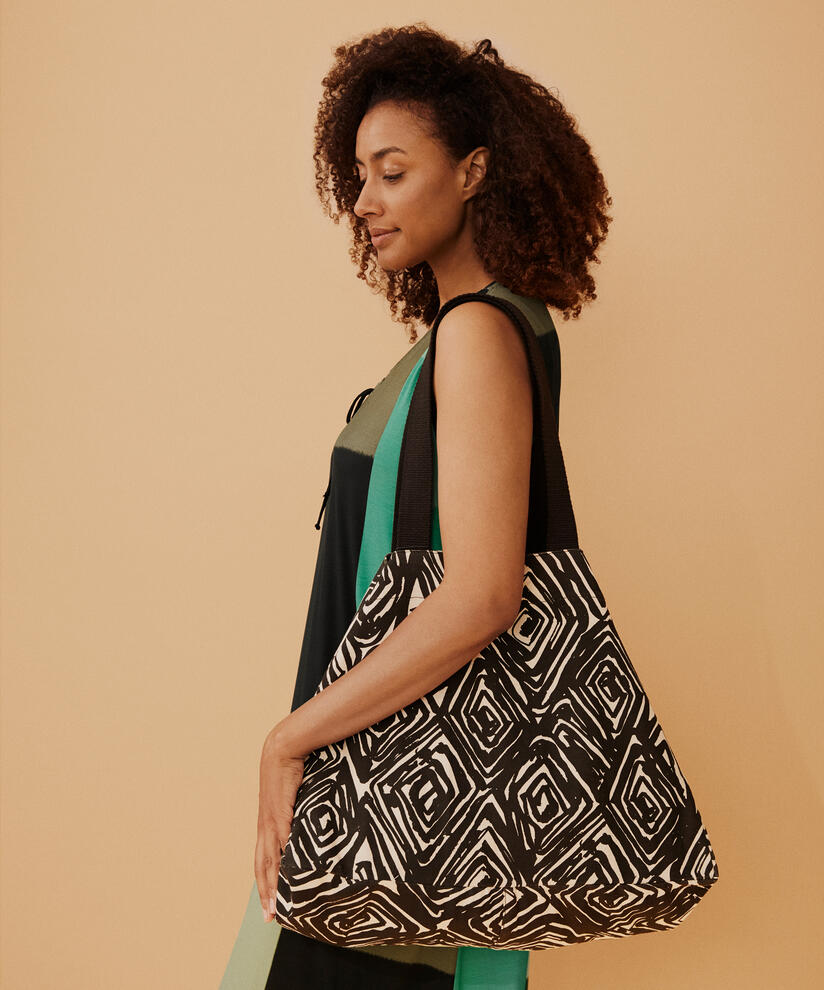 cabas imprimé en toile de qualité supérieure, Black