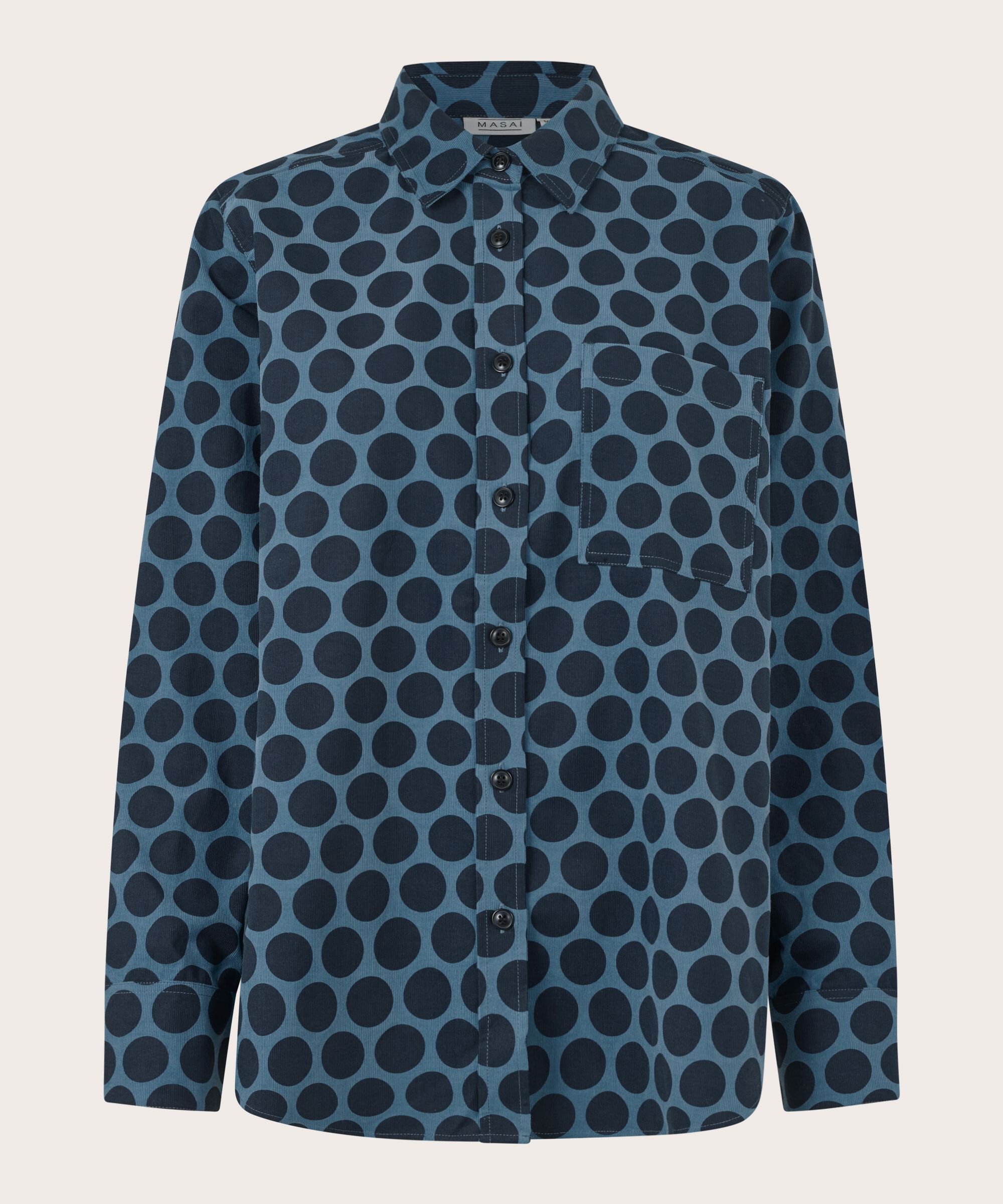 chemise en velours à pois avec poche poitrine, Navy Blazer