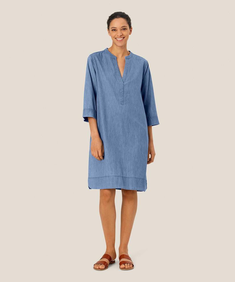 robe en jean doux à manches 3/4, Blue Denim