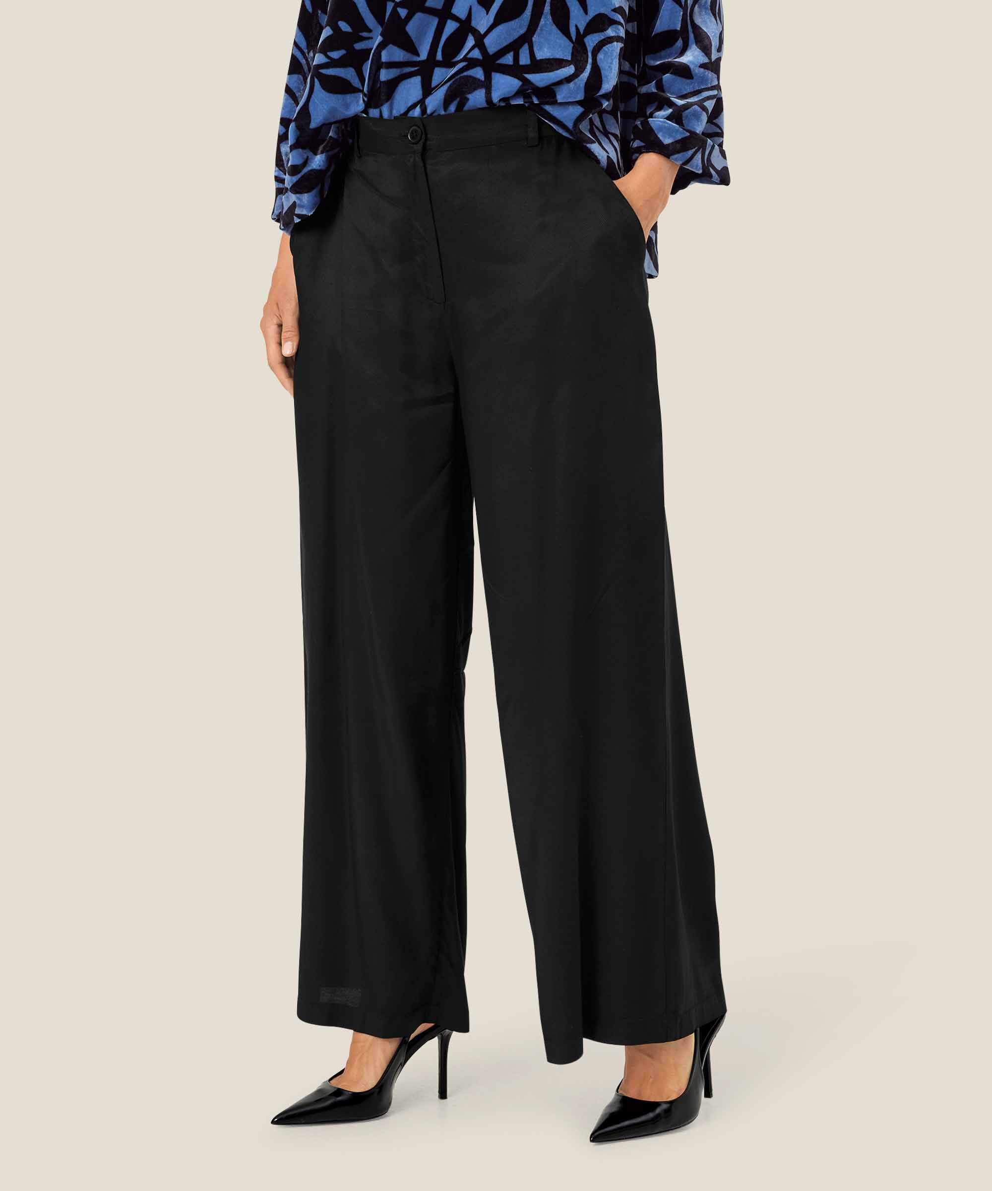 pantalon en viscose avec élastique au dos, Black