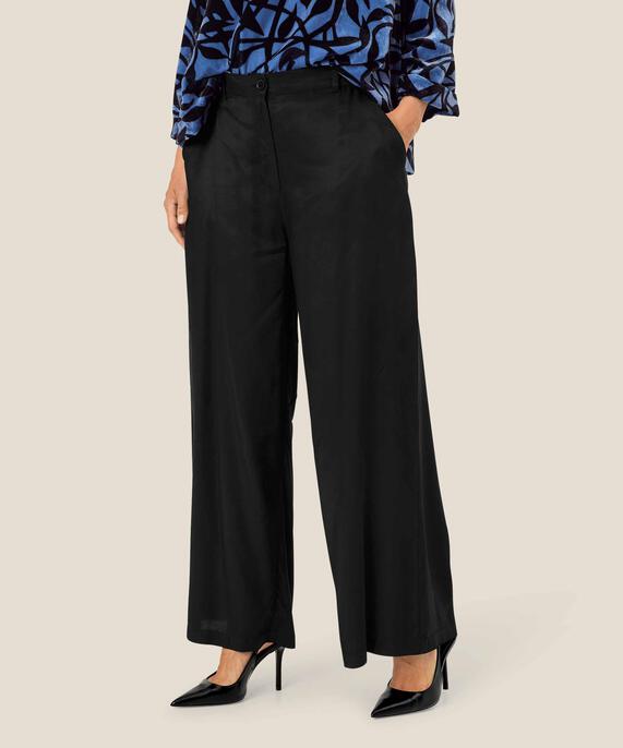 pantalon en viscose avec élastique au dos, Black