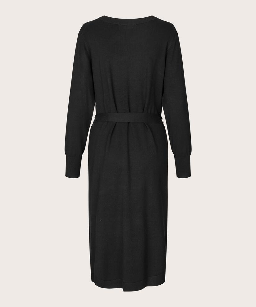 robe en maille fine avec ceinture à nouer, Black