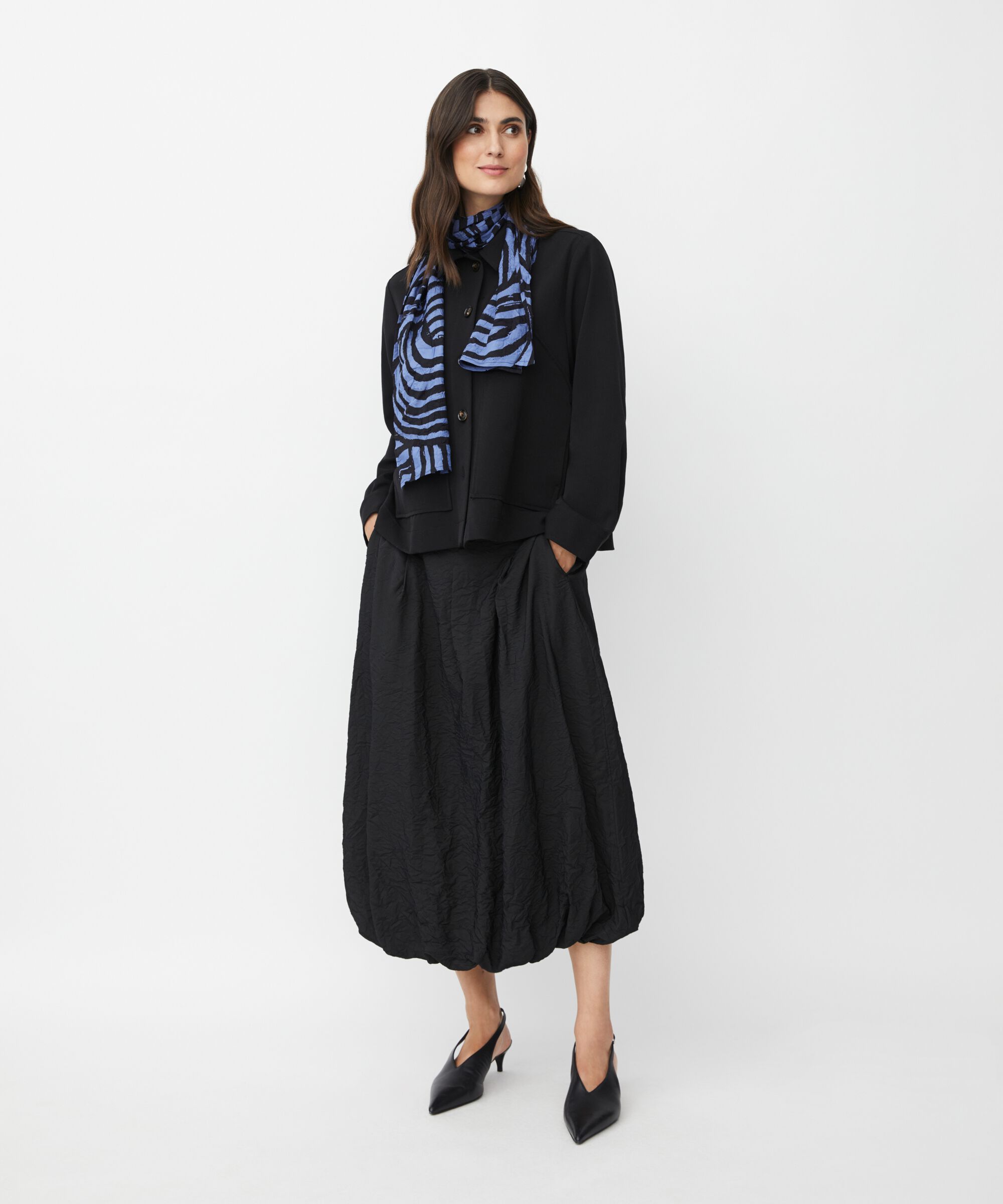 jupe en viscose avec poches fendues et bas élastique, Black