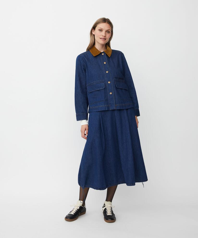 jupe en jean avec ourlet élastique, Dark Denim