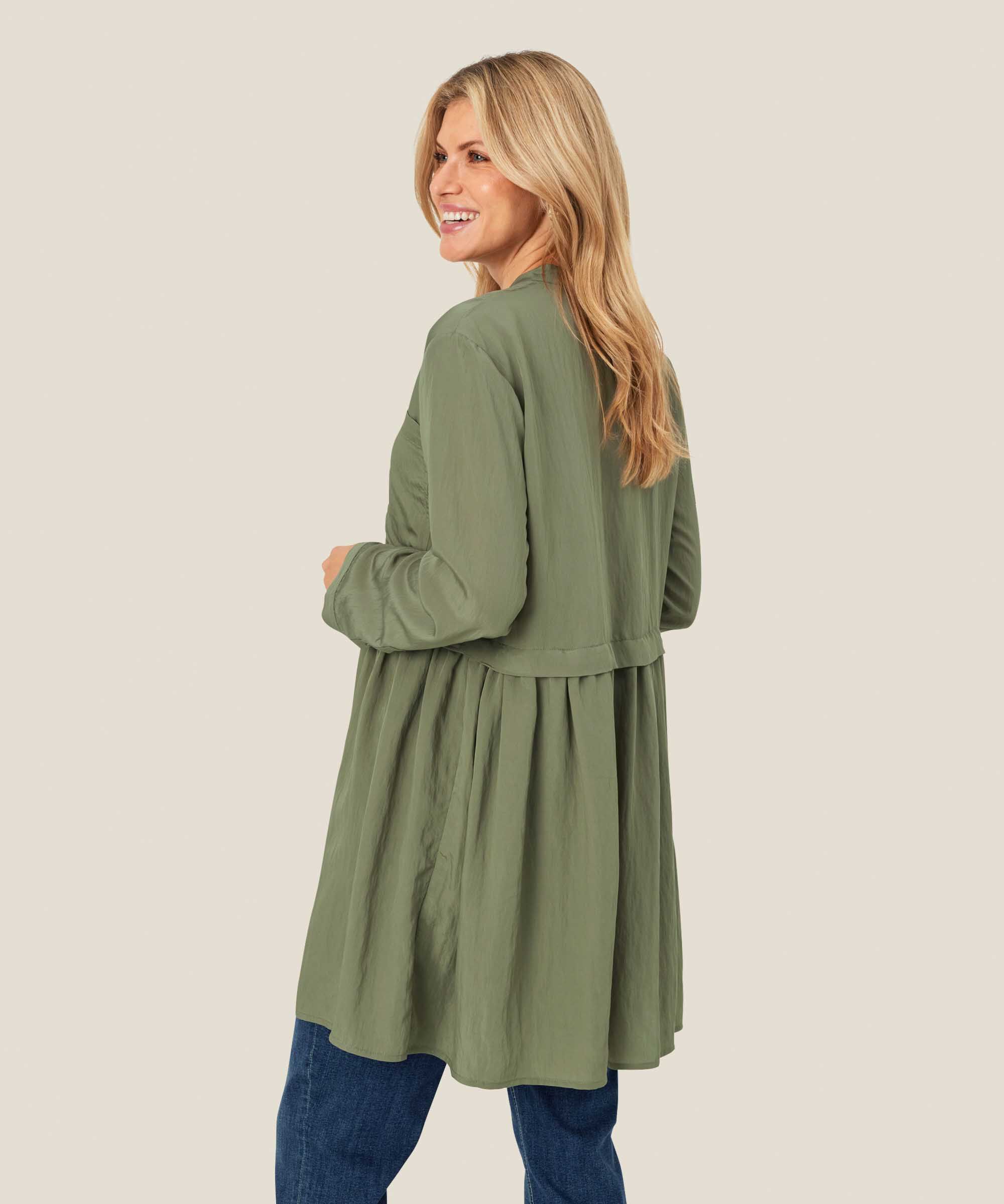 chemise en coton mélangé à manches longues, D. Lichen Green