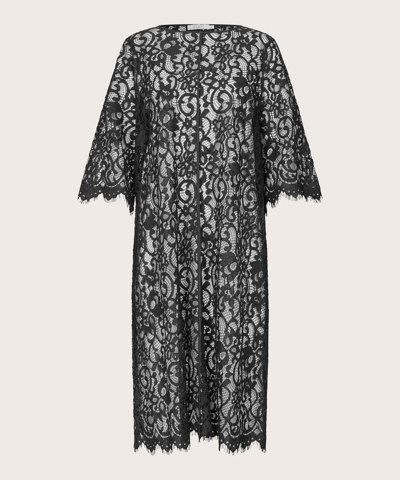 robe en dentelle transparente à franges, Black