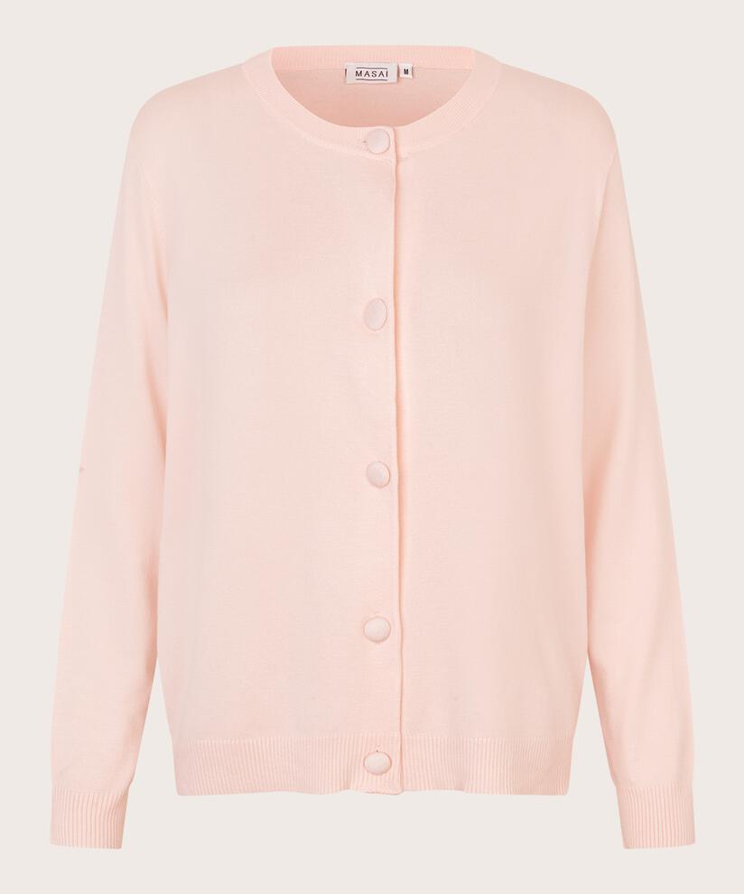 cardigan en maille fine à col rond, Mauve Chalk