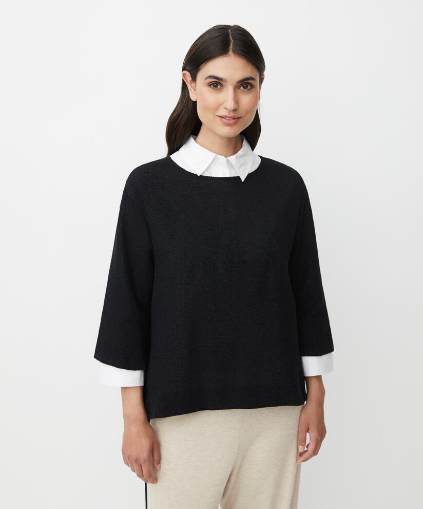 Bouclé-bluse Mit 3/4-ärmeln, Black