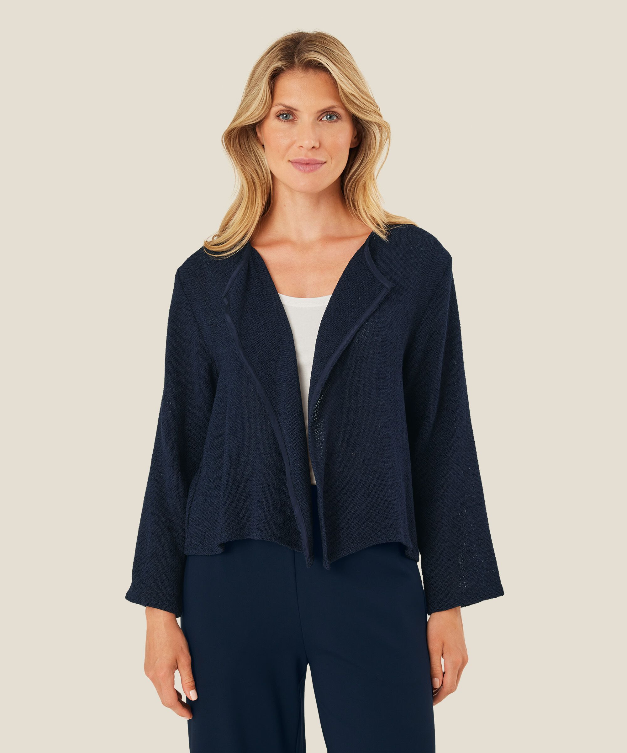 Veste Courte En Bouclé, Navy