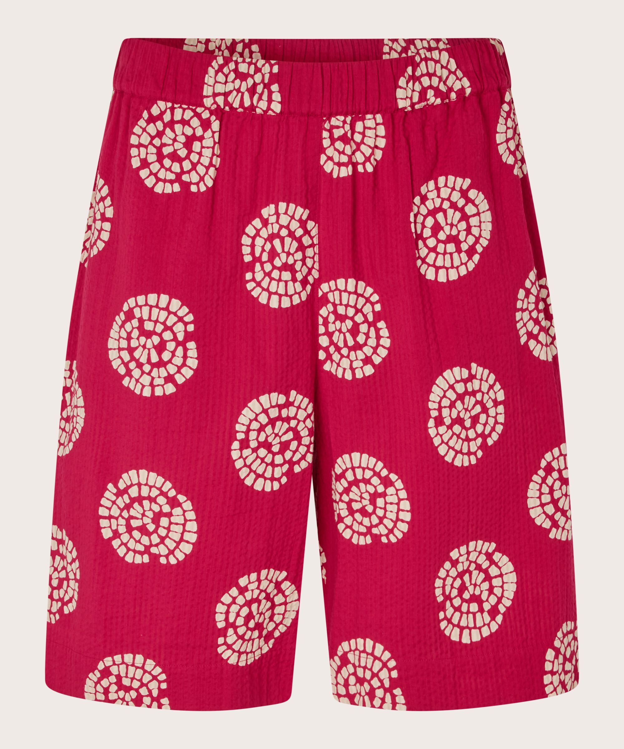 short en coton imprimé avec taille élastique, Persian Red