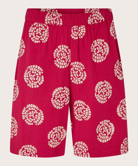 short en coton imprimé avec taille élastique, Persian Red