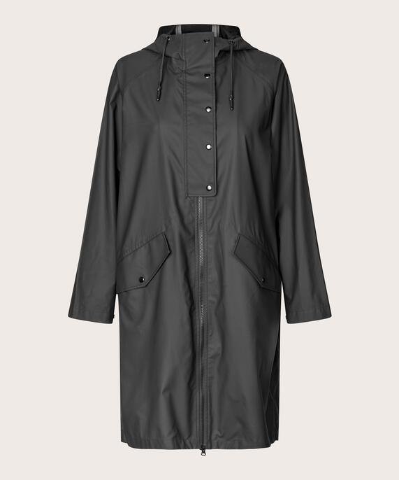 imperméable avec capuche et fermeture éclair à double curseur, Black