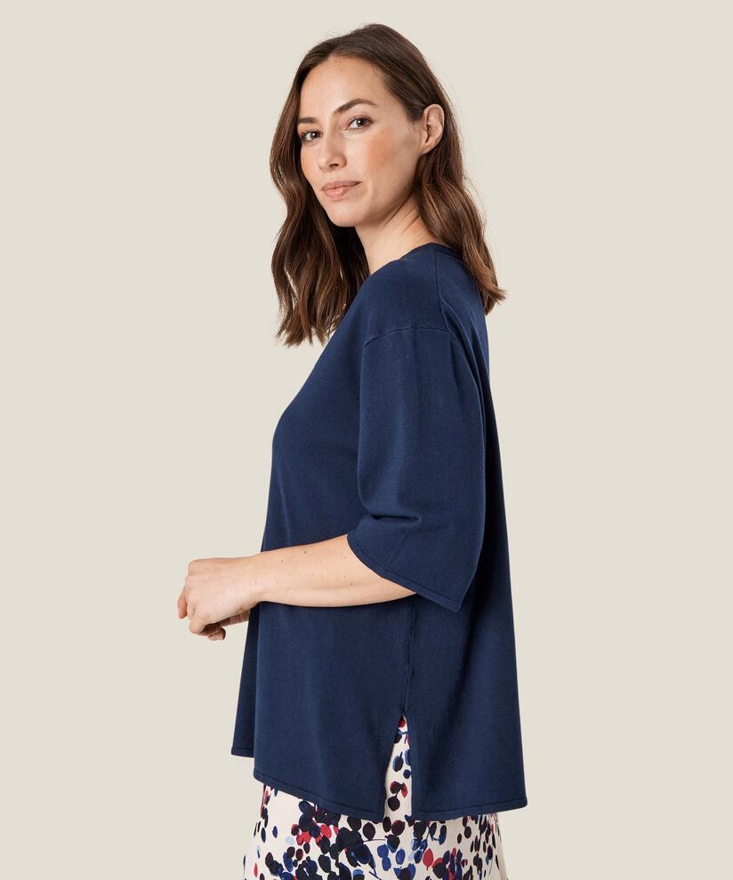 top en maille à manches courtes, Maritime Blue