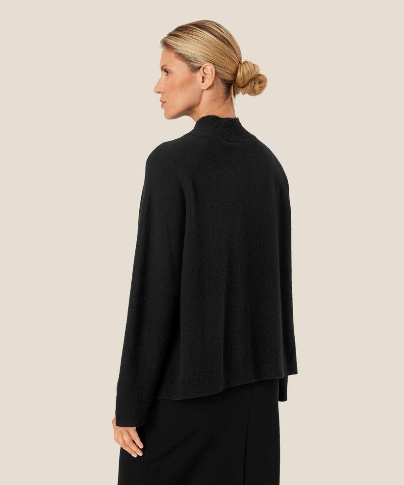 blouse en maille de laine avec liens au cou, Black