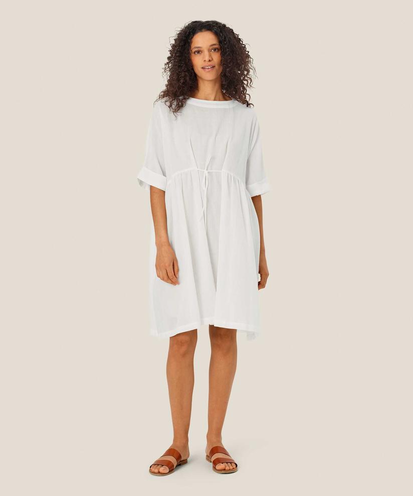 robe à manches courtes en coton léger et transparent, White