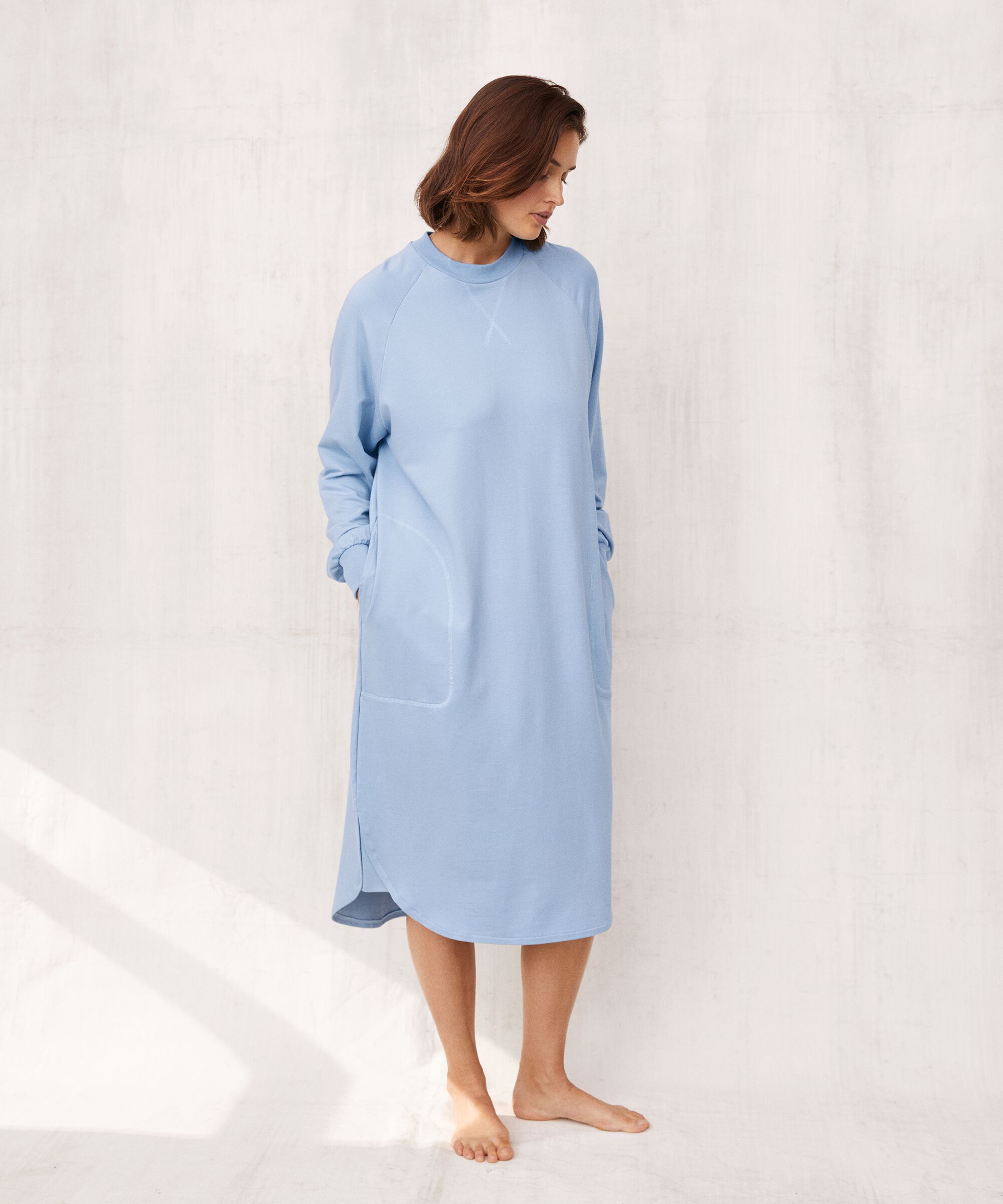 robe casual en jersey à col rond, Blue Fog