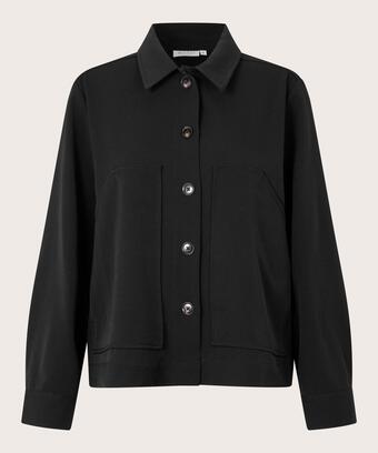 veste avec plis dans le dos et poches décoratives, Black