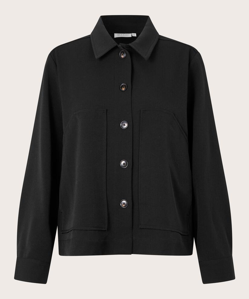 veste avec plis dans le dos et poches décoratives, Black