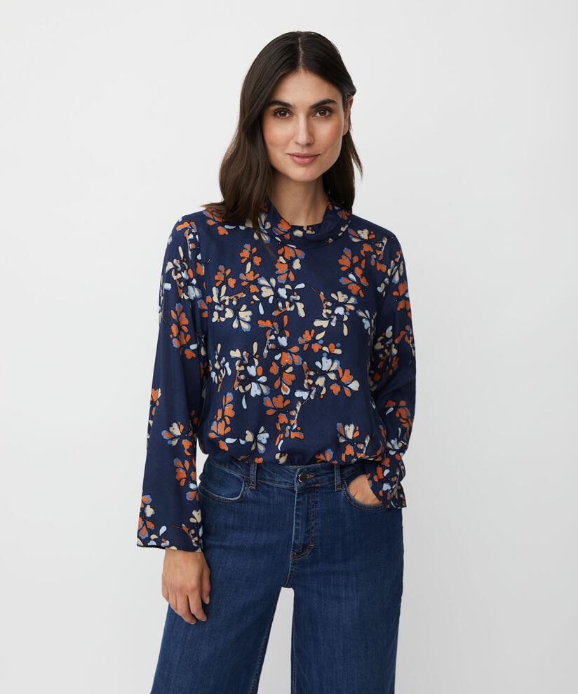 top en viscose fleuri à col montant, Autumnal