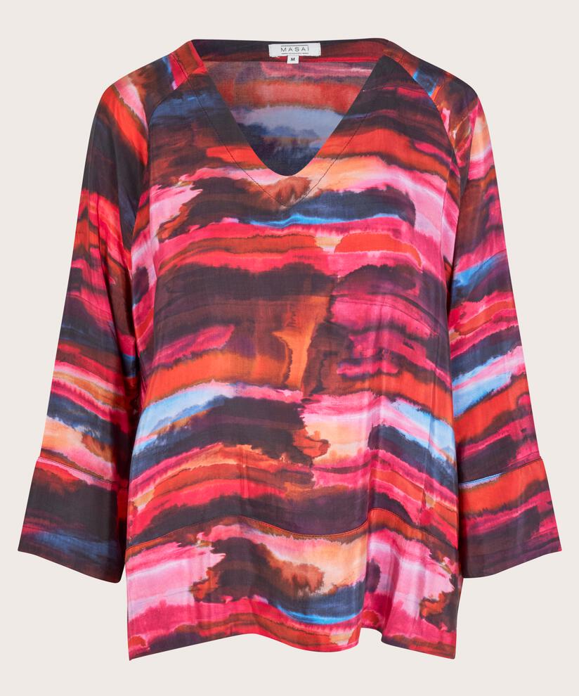 Blouse En Viscose À Col V, Sun Tomato