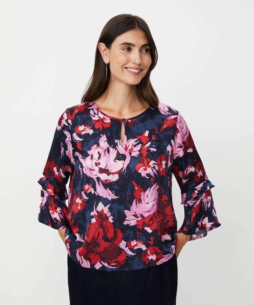 Blouse en Viscose Avec Détail Boutonné, Scarlet Sage