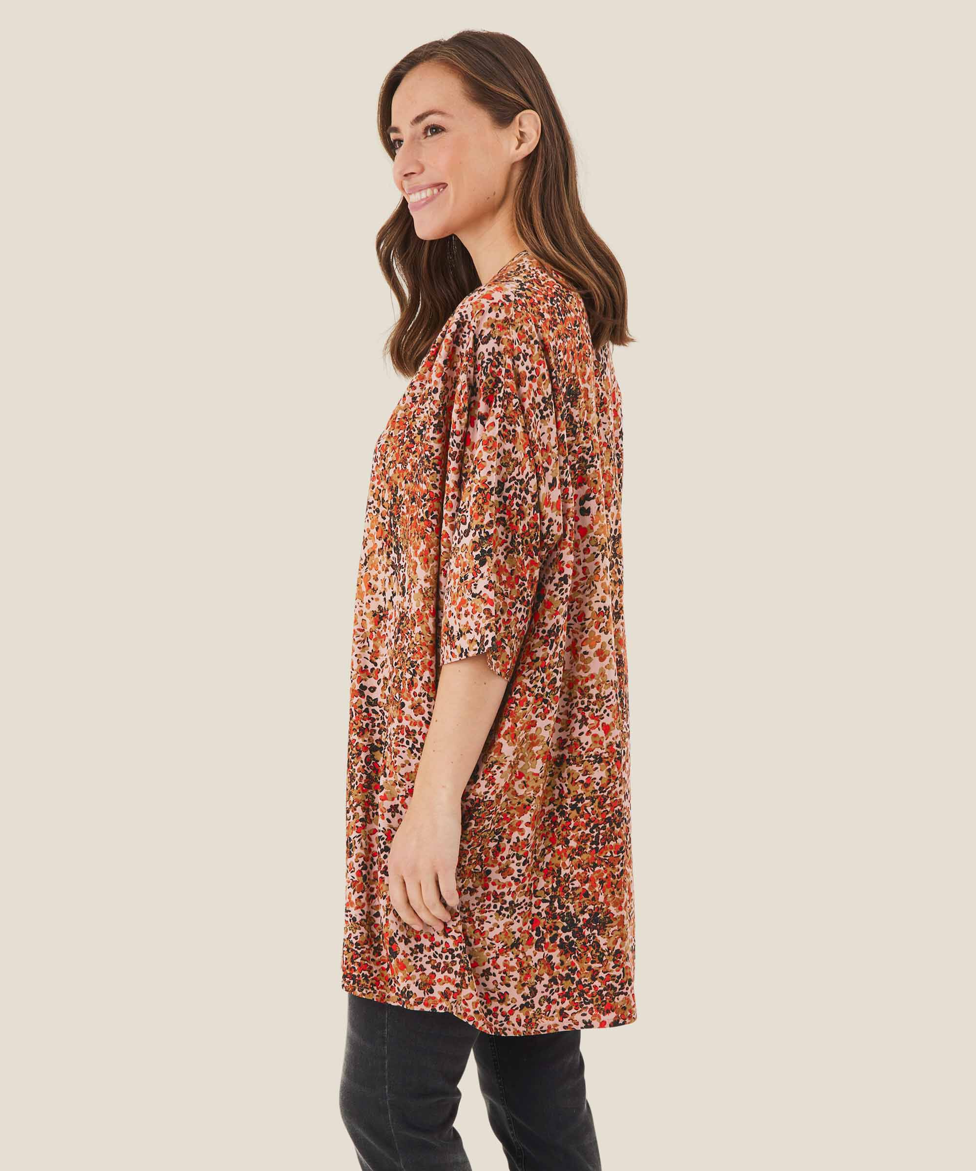 tunique à motif en satin viscose, Misty Rose
