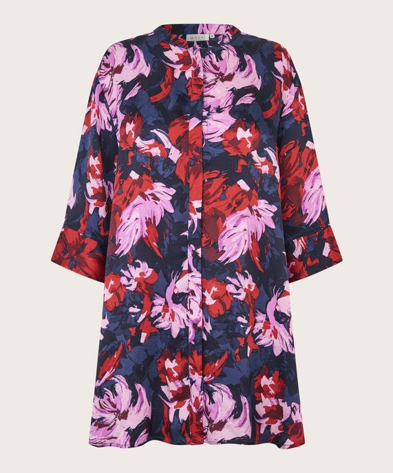 Chemise En Viscose Imprimée Avec Fente Latérale, Scarlet Sage