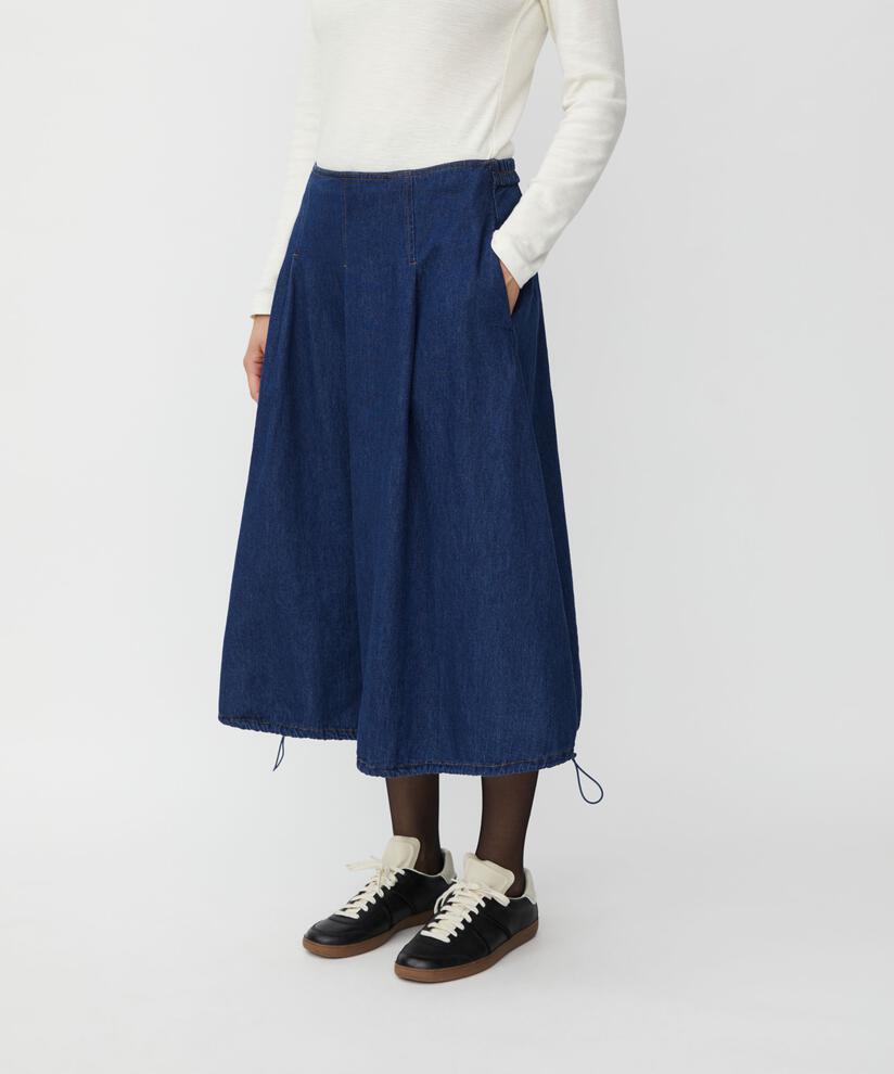 jupe en jean avec ourlet élastique, Dark Denim