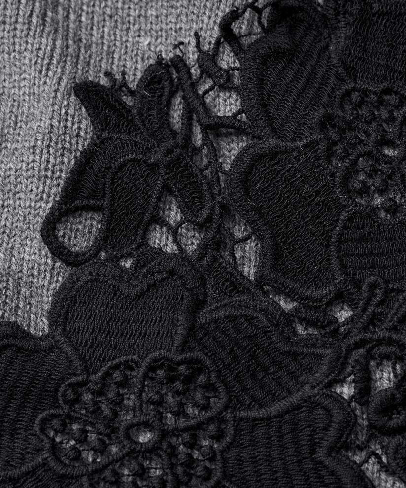 cardigan avec dentelle cousue et bords côtelés, M. Grey mel.