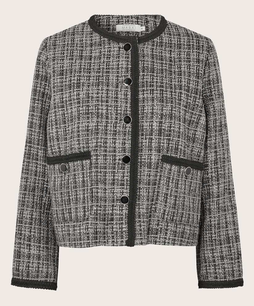 veste courte en tweed avec de beaux liserés, Black