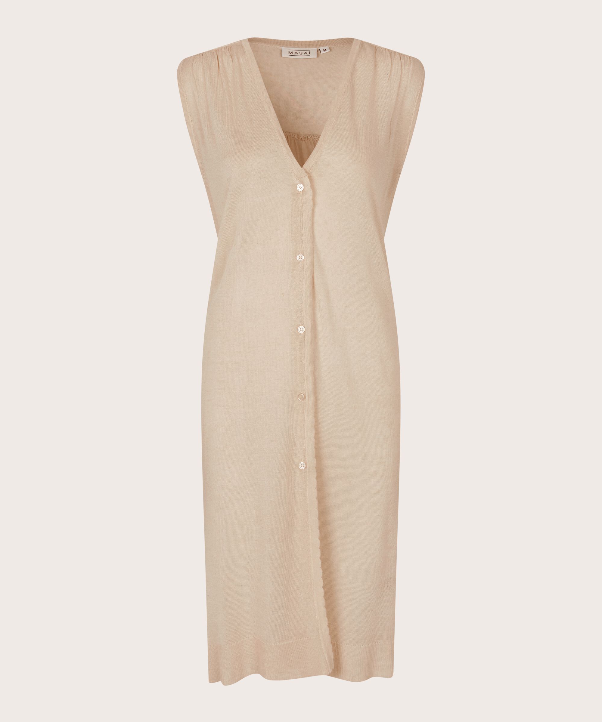 cardigan long tricoté en mélange de lin, Natural