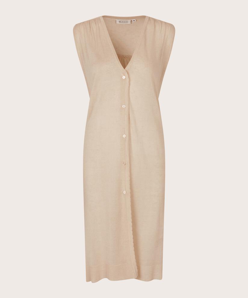 cardigan long tricoté en mélange de lin, Natural